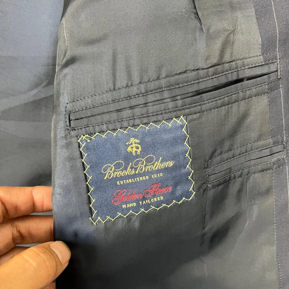 Vintage Brooks Brothers Golden Fleece 2 Piece Suit Men 44R Pinstripe Wool USA